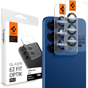 image:imageSpigen Camera Lens Protector for Galaxy S25 Plus  Black 2 Pack  GlasTR EZ Fit Optik Pro 9H Tempered glass Scratch resistant Original photo quality Autoalign tray Casefriendly