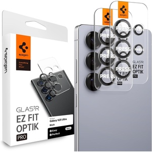 image:imageSpigen Camera Lens Protector for Galaxy S25 Ultra  Black 2 Pack  GlasTR EZ Fit Optik Pro 9H Tempered glass Scratch resistant Original photo quality Autoalign tray Casefriendly