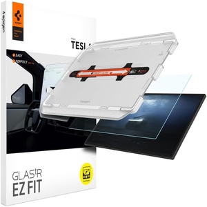 image:imageSpigen GlasTR EZ FIT Screen Protector Matte for Cybertruck 20242026  9H Tempered Glass Auto align tray AntiFingerprint 1 Pack Designed for Tesla Cybertruck 202420252026 185 display