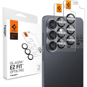 image:imageSpigen Camera Lens Protector for Galaxy S26 Plus  Black 2 Pack  GlasTR EZ Fit Optik Pro 9H Tempered glass Scratch resistant Original photo quality Autoalign tray Casefriendly