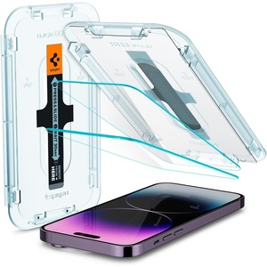 image:imageSpigen Screen Protector for iPhone 17 Pro Max 16 Pro Max  GlasTR EZ Fit AluminaCore Aluminumenhanced 10H tempered glass Autoalign tray 100 clarity Casefriendly 2 PackiPhone 14 Pro Max