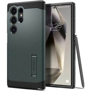 image:imageSpigen Tough Armor Designed for Galaxy S24 Ultra Case 2024 Kickstand MilitaryGrade Protection  BlackAbyss Green