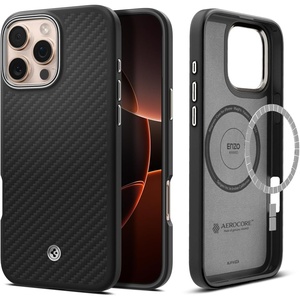 image:imageSpigen for iPhone 17 Pro Max Case Enzo Aramid T 1500D Genuine Aramid Fiber Camera Control Button Protection Compatible with MagSafe  Black BlackBlack Silver