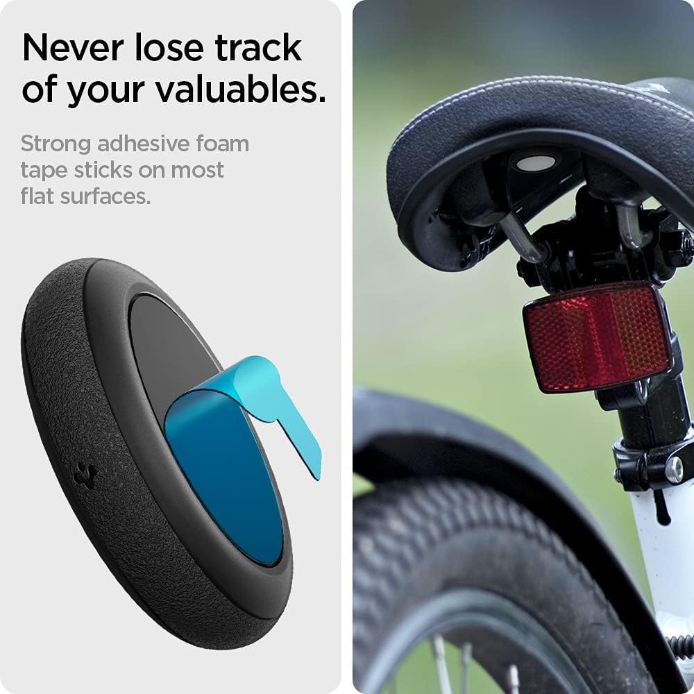 image:imageSpigen for AirTag Case Cover Holder Silicone Fit 2 Pack  for 2nd Gen 2026 amp 1st Gen Adhesive Sticker for BikeSports  Black