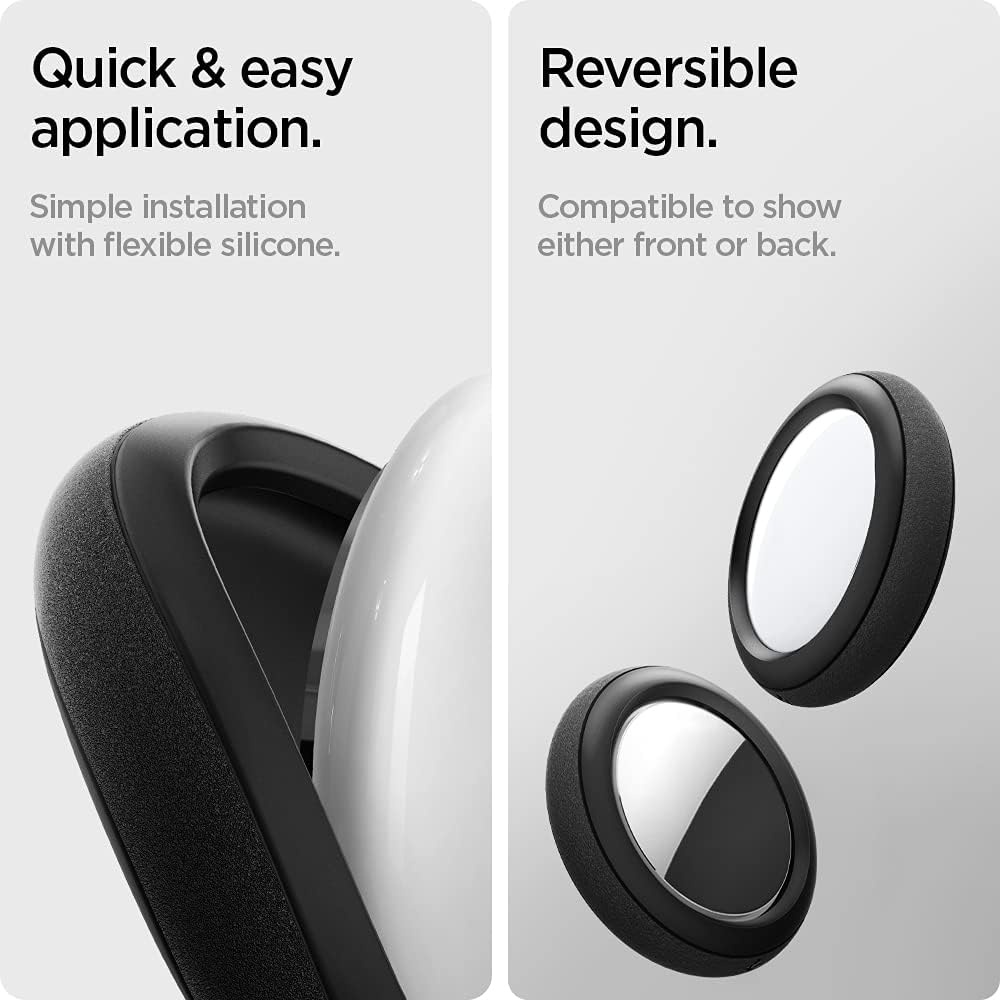 image:imageSpigen for AirTag Case Cover Holder Silicone Fit 2 Pack  for 2nd Gen 2026 amp 1st Gen Adhesive Sticker for BikeSports  Black