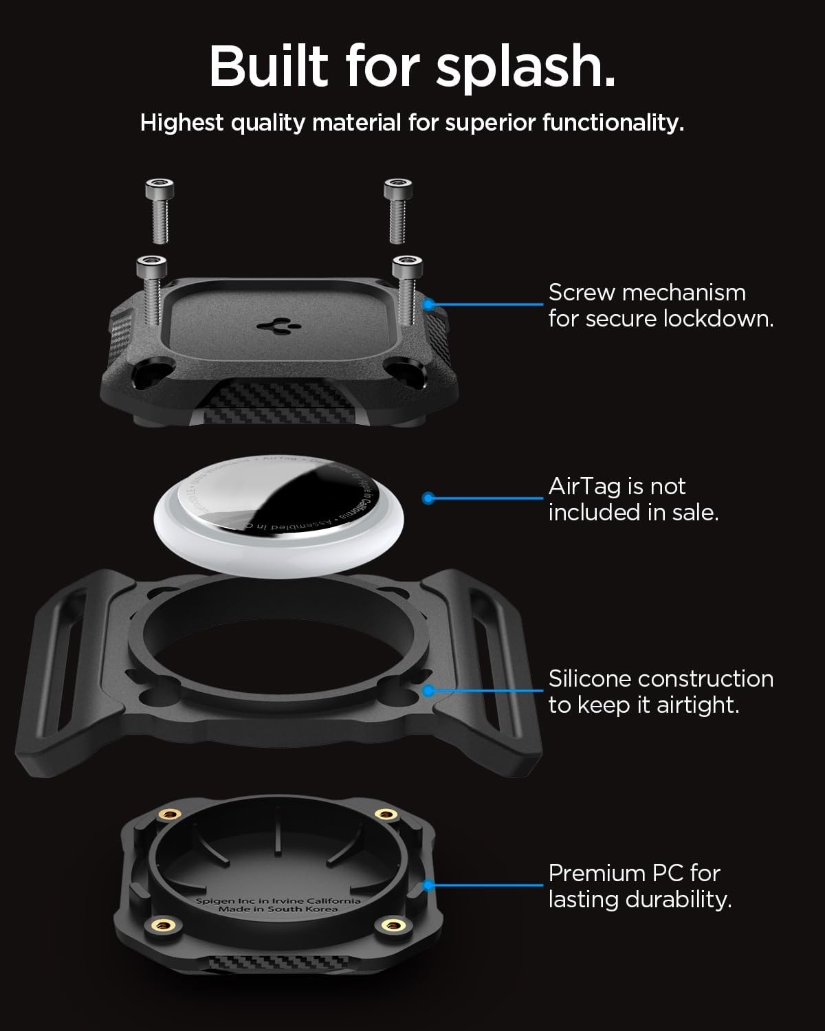 image:imageSpigen for AirTag Dog Collar Waterproof Case Tough Armor IP  for 2nd Gen 2026 amp 1st Gen PetCat Collar Case Device amp Collar Not Included  BlackBlack