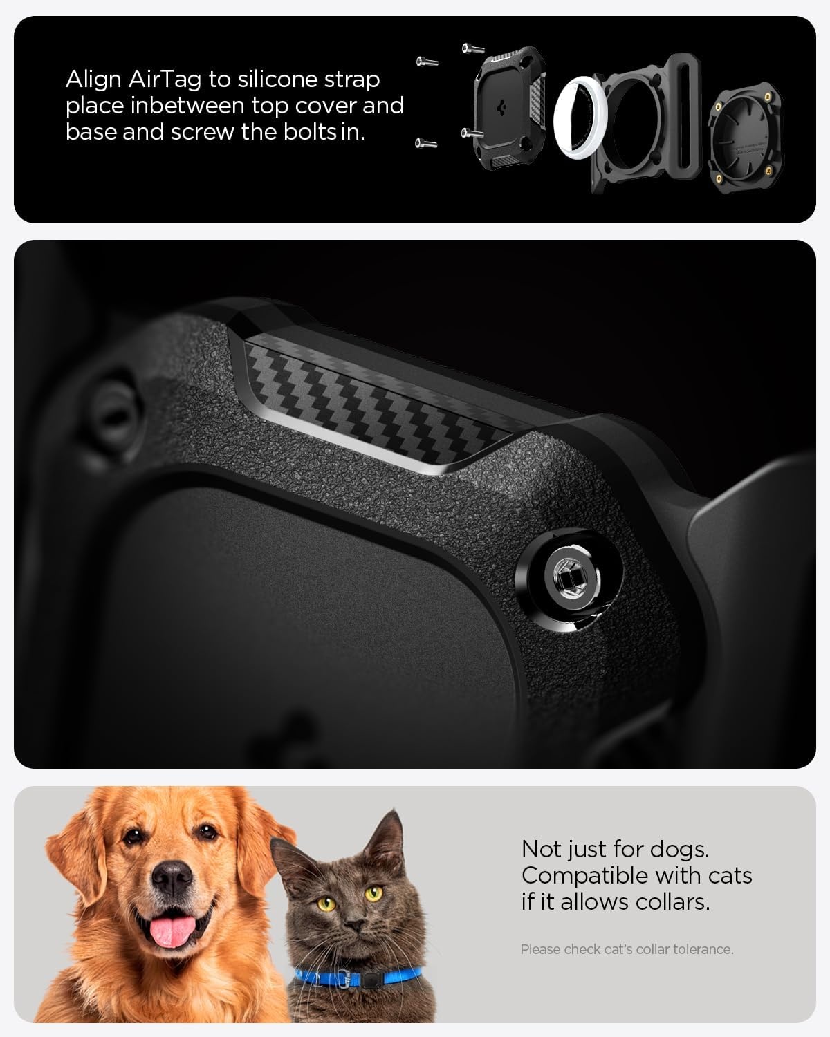 image:imageSpigen for AirTag Dog Collar Waterproof Case Tough Armor IP  for 2nd Gen 2026 amp 1st Gen PetCat Collar Case Device amp Collar Not Included  BlackBlack