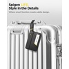 image:imageSpigen Life Luggage Tags Vegan Leather ID Label 2 Pack  Magnetic Closure Privacy Protection Design Durable Strap  BlackBlack 1 Pack