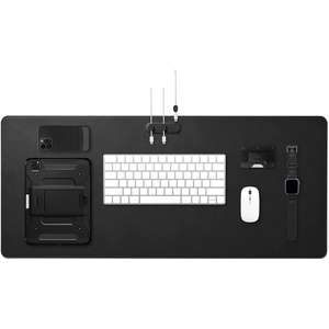 image:imageSpigen PU Leather Desk Pad 354x157  Waterproof Desk Blotter Protector Computer Desktop Rubberized Base Easy Gliding Surface  BlackBlack Magnetic