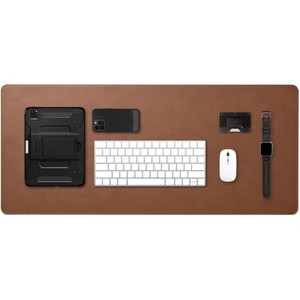 image:imageSpigen PU Leather Desk Pad 354x157  Waterproof Desk Blotter Protector Computer Desktop Rubberized Base Easy Gliding Surface  BlackBrown Standard