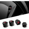 image:imageSpigen Magnetic Car Tire Valve Caps in Carbon Black  4 Pack  Never Lose Fade Resistant for Schrader Valve Stem CapsRed
