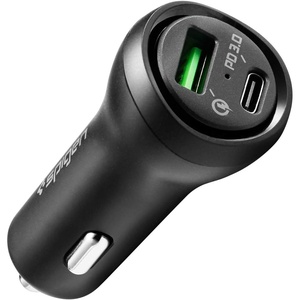 image:imageSpigen for USB C Car Charger Essential 45W Dual Port Car Charger Fast Charge PD 27WQuick Charge18W Compatible with iPhone 17 16 15 Pro Max iPad M4 M2 Galaxy Z Fold Flip S23 Ultra Note Pixel 10