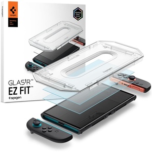 image:imageSpigen GlasTR EZ FIT Screen Protector for Nintendo Switch 2 2 Pack  AluminaCore Aluminum Enhanced 10H Tempered Glass Auto Align Tray 100 clarity Original touch Dockfriendly 79inch79inch Nintendo Switch 2