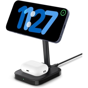 image:imageSpigen for MagSafe Charging Stand ArcField MagFit 2in1 Dual Magnetic Wireless Charging Stand Fast Wireless Charger Compatible with iPhone 17 16 15 14 13 Airpod Pro 4 3 2 Gen Adapter Not Included